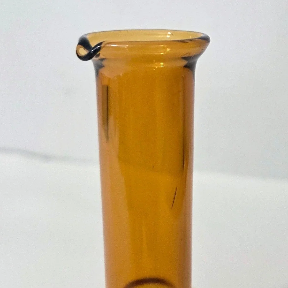 Vintage Amber Glass Decanter w/ Stopper Mid Century Modern Bottle Amber Retro